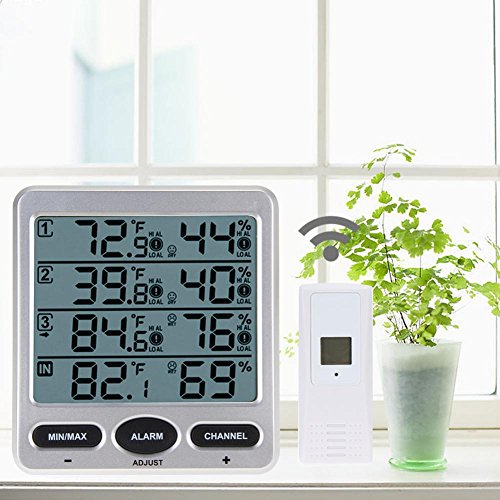 Wireless LCD Wetter Thermometer Temperature Innen / Außen 8 Kanal Thermo Hygrometer - 8