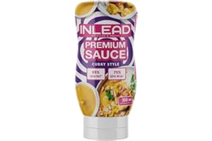 INLEAD - Premium Sauce - Light Sauce | 80% weniger Kalorien & 90% weniger Zucker | Perfekt Zur Diät | Kalorienarme Ernährung | Vegan | Glutenfrei | Laktosefrei - 350ml (Curry Style)