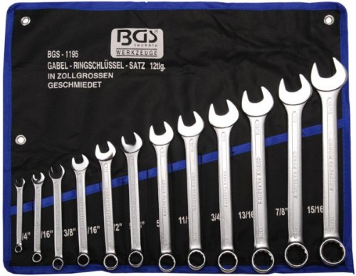 BGS 1195 Jeu de clés mixtes 12 pièces, Argent, 1/4