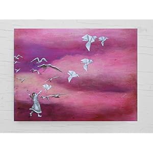 Glückwunschkarte mit Papierkranichen, pinke Geburtstagskarte für Mädchen, Grußkarte, Origami Kranich