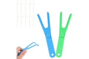 BAVOOTY Floss Pick,Supporto per Filo Interdentale,Plettri per Filo Interdentale,2 Pezzi Porta Filo Interdentale,con 10 Forcella Interdentale,per La Pulizia dei Denti,Igiene Orale per Famiglia Hotel Viaggi