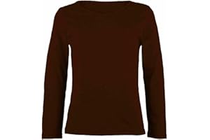 FASHION MY LOVE Girls Boy Kids Plain Basic Long Sleeve Round Neck T-Shirt Stretch School Tee Top Kids Long Sleeve Round Neck T-Shirt Stretch Uniform PE School Tee Top 2-13 Years