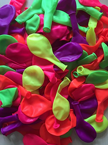 100 Luftballons * NEON * mit 85cm Umfang // mit Schwarzlicht UV Effekt // Neonfarben Luftballon Ballons Deko Geburtstag Kindergeburtstag Party - 2