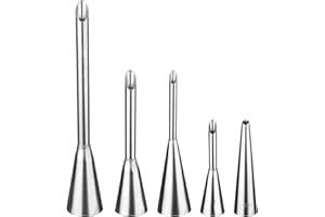 5 Stück Fülltülle zum Backen, HASLED Spritztüllen Fülltülle Edelstahl, Backspritze zum Füllen, zum Füllen von Marmeladen, Blätterteig, Donuts, Brot, Blätterteig