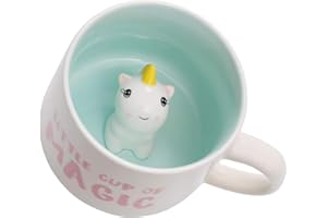 Biigming Tasse Licorne 3D Mug en Céramique avec Motif Animal à l'intérieur 350ml Faite à la Main Tasse à café Cadeaux pour Noël Anniversaire Fête Enfants (Licorne)