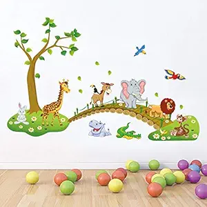 INDIAN ROYALS Vinyl animals Wall Sticker, 19.68 x 2 x 2 Inches, Multicolour