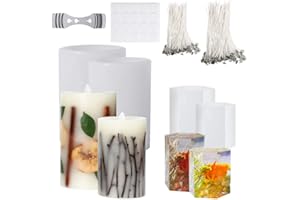 LOPKJ 4 stampi per candele stampo candela stampo in silicone candela cilindriche ed esagonali stampi per candele stampi in silicone per fabbricazione di candele aromaterapia con 40 stoppini di candela