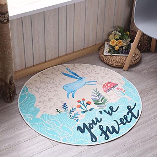 Preisvergleich Produktbild KIMSAI Runder Teppich 3D, Voller Gedruckter Teppich-Schlafzimmer-Wohnzimmer-Couch... Scherzt Karikatur-Matten-Bett-Bettwäsche,100Cm