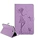 Produktbild Samsung Galaxy Tab E 9.6 Hülle,Hülle für Samsung Galaxy Tab E 9.6 Lila,Schutzhülle für Samsung Galaxy Tab E 9.6 Leder Brieftasche,Leweiany Elegant Luxus Mädchen und Katze Prägung Muster Ultra Dünn Folio PU Leder Flip Wallet Cover Case Slim Kunstleder Klapphülle Brieftasche Lederhülle Premium Folio Bookstyle Ledertasche Stoßfest mit Standfunktion Kreditkartenfächer Leder Tasche Hülle Etui Schutzhülle Ständer Smart Cover Case für Samsung Galaxy Tab E 9.6 T560