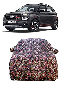 PLATONIC HUB New Hyundai Venue Car Cover Water Resistant Model 2020 2021 BS6 All Weather Windproof Dustproof UV Protection Scratch Resistant Universal Fit for New Hyundai Venue (Jungle-Flower)