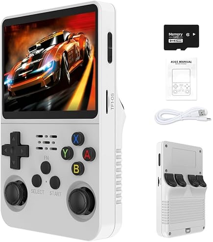 R36S Retro Game Console – 21.000 Klassieke Games, 3,5″ IPS-display, Joystickbediening, USB-opladen, 3500 mAh Batterij, Inclusief Beschermhoes (Blauw
