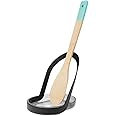 iDesign Kitchen Utensil Rest, Metal and Plastic Spoon Rest for Worktops, Spatulas and more, Practical Kitchen Spoon Holder, Matte Black, 13.0 x 11.0 x 15.4 cm