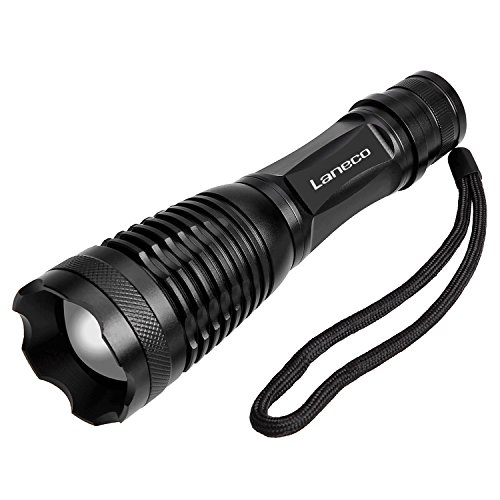 Laneco E6 Taktische Taschenlampe mit Hochleistung - Superhelle LED Handgerät-Taschenlampe - Tragbare Wasserdichte Taschenlampe im Freien mit Einstellbarem Fokus und 5 Leuchtungsmodi für Campen Wandern usw.