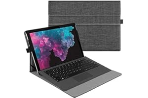 FINTIE Coque Housse pour Microsoft Surface Pro 7+ 2021 / Pro 7 / Pro 6 / Pro 5 / Pro 4 / Pro 3 12,3 Pouces - Coque Multi Angles Etui de Protection Couverture Pochette Cover, Denim Gris Foncé