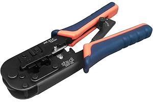 stedi Rj45,Herramienta de crimpado, alicates de cable de red para red y teléfono RJ45, CAT5e, CAT6, crimpadora de cables/pelacables y cortador de cables, herramienta de crimpado Ethernet, azul