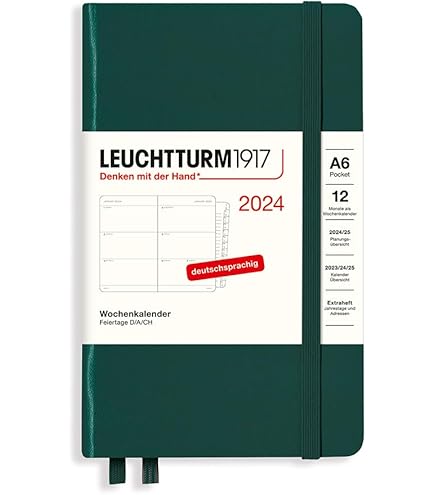 LEUCHTTURM1917 367822 weekplanner Master (A4 ) 2024, 12 maanden, zwart, Engels