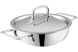 VINOD Smart TRIPLY STAINLESS STEEL EXTRA DEEP KADAI/KADHAI WITH STAINLESS STEEL LID - 1.2 LITRES, 18 CM, VTK018, COOKING POT, FRYPAN, CASSEROLE