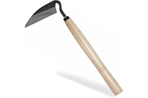 XdealCozyxc Japanese Style Razor Hoe Gardening Tool, Hand Hoe Garden Tools for Weeding with Hard Solid Wood Handle