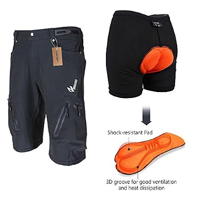Lixada Pantalon respirant avec fermeture éclair pour sport d'extérieur, Schwarz+Pad