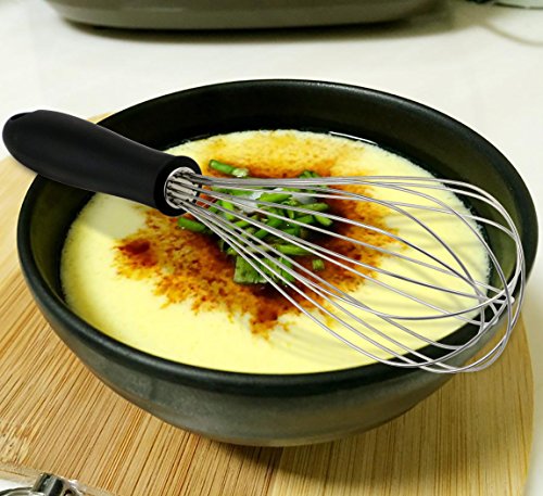 Schneebesen, JamBer Edelstahl Schneebesen – Küchen Schneebesen 29 cm Extra Line Silikon Hitzebeständig bis 220°C, schwerer Draht Schneebesen Silikon Handgriff Küche Draht Ballon Schneebesen, Milch Ei Dämpfer Schläger Mischer für das Mischen des Rührens – Satz von 2 10inch & 12inch - 6