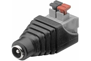 TECHZOCO Conector de alimentación DC Clip, Conector Jack Hembra Alimentación CCTV, Apto para Tira LED, Altavoces Bluetooth, Monitor de cámara CCTV, Admite 32 V CC 5 A, DC 5.5 x 2.1 mm, Hembra, 1 ud