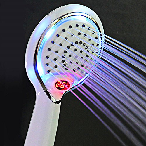 GuDoQi® LED dusche spray kopf mit temperaturfühler die digitale anzeige 3 farben ändern wasser betrieben - 3