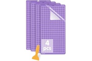 Jerilla 4pcs Cutting Mat for Cricut 12x24 inch StrongGrip Cutting Mats Set Adhesive Sticky Cutting Mats for Cricut Maker/Explore One/Air/Air 2 with Scraper
