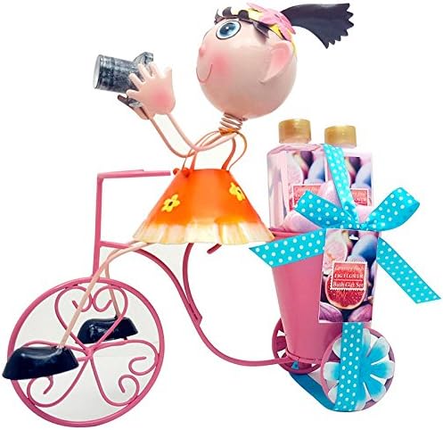Figura Jardin (Metal) Bicicleta Con Niña 4 Pzas.