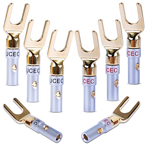 8 Conector Banana de 24K de UCEC, Terminal Cables Conector de Espada Y, Cable Altavoces