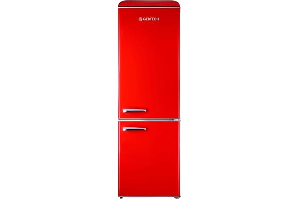 GEDTECH Refrigerateur combiné vintage GCBV310RD - Congélateur bas - Rouge - Capacité 310 L - Faible conso