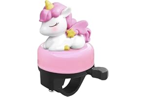 GXGM Campana de bicicleta mágica de unicornio, timbre para niños, timbre con motivos animales, apto para bicicletas de niñas y niños, sonido fuerte y claro, color rosa