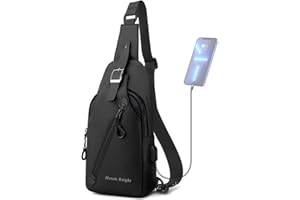 HEROIC KNIGHT Sacoche Porté Épaule Homme Imperméable Sac de Poitrine avec Port Chargement USB 7.9'' iPad Sacoche à Bandoulière Loisir Sac Besace pour Excursion Camping Voyage Cyclisme Vélo Randonnée Travail (Noir)