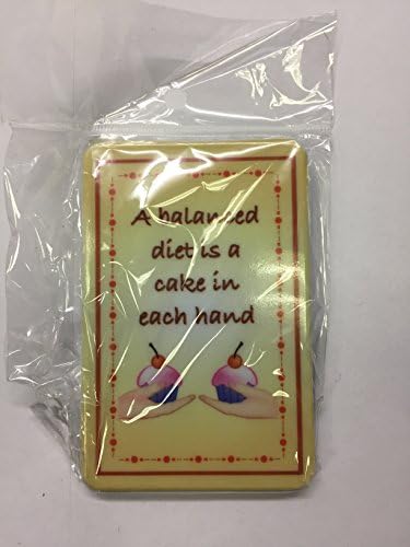 A balanced diet is a cake in each hand fridge magnet