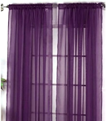 Bababy New Solid Color Voile Sheer Curtain Panel Window Curtains 100*200cm Deep Purple