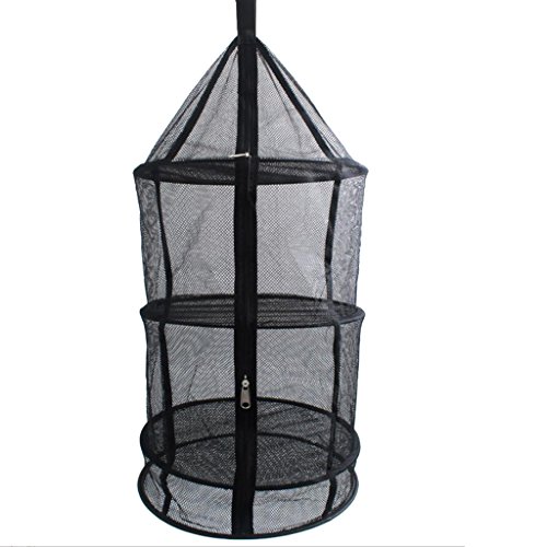 Gazechimp 4 Schichten Windundurchlässiges, Faltbares und Hängendes Trockennetz – Hanging Netz Trockner Net, perfekt für Gemüse, Fischgerichte Outdoor Camping, Picknick Speicher Korb (Schwarz) - 3