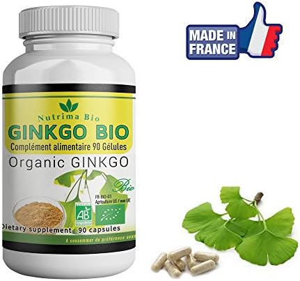 Ginkgo Biloba Bio 90 capsules of Nutrima Bio- 180 MG - Acts on micro-circulation-INCLUDED : Invoice, Customer service-Brings Energy and Tonus-Ginkgo 100% Natural for more intellectual and physical vivacity