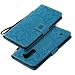Produktbild LG Stylus 2 LS775 Hülle, LG G Stylo 2 K520 Leder Hülle, LG Stylus 2 LS775/G Stylo 2 K520 Handy Schutzhülle Flip Hülle, EINFFHO Bookstyle Leder Handyhülle PU Ledertasche Brieftasche Fall Leder Handy Wallet Case Tasche Backcover für LG G Stylo 2 K520 Retro Elegant Linderung Blume Design Flip Cover im Kunstleder Klapphülle Wallet Geldbörsen Kartenfach und Card Slot Kickstand Handycover Hülle für LG Stylus 2 LS775/LG G Stylo 2 K520 (Blumen Blau)