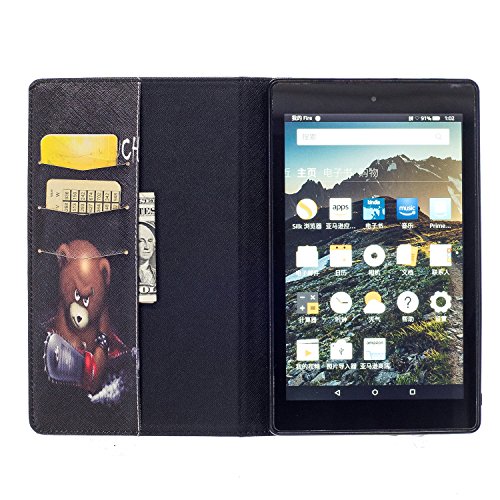 Für Fire HD 8 Hülle,SKYXD Leder Klappbar PU Folio Klappbar Schutzhülle [Auto Schlaf/Wach Funktion] Standfunktion Magnet Klapphülle Zubehör Handy Tasche für Amazon Fire HD 8 (6. Generation – 2016 Modell) Case Bookstyle Flip Leather Cover – Bär Don’t Touch - 4