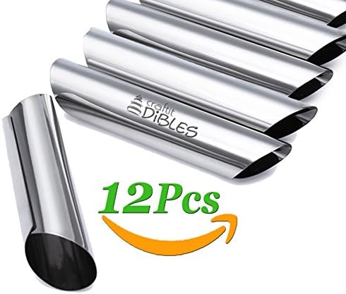 Cannoli Tubes by CiE. Set of 12 stainless steel Cannoli Form pastry moulds. Diagonal shaped