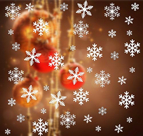 108Pcs White Christmas Snowflakes Window Clings Decal Stickers for Winter Wonderland Xmas Party Home Decorations, Reusable Self Static Non Adhesive, 4 Sheet PVC