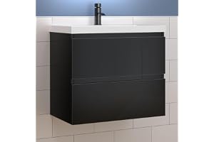 Aica Sanitetshandfat med underskåp, 60 cm, Alast badrumsmöbler, sats, högglansigt, svart, tjockt handfat med underskåp, MDF, softclose