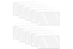 APHUMEDC Clear Adhesive Business Card Holders with Top Open, 10PCS Small Plastic Card Sleeves Pockets for Storage Bins, Boxes, Notebooks, Name Tags, Classroom Desk Organizers, 3.54x2.17 Inch