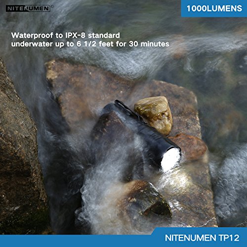 Das Set für USB aufladbare Taschenlampe wiederaufladbare wasserdichte Taschenlampe,professionelle Ultra-Bright 1000 Lumen von CREE XP-L V5 Taschen-Größe LED-Taschenlampe,5 Licht-Modi-NITENUMEN TP12 - 4