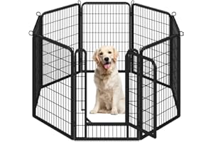 Yaheetech Parc pour Chien 8 Panneaux Enclos Chiens Chiot Lapin Canard Rongeur 68 x 100 cm Enclos Cage pour Chien Clôture en Métal Chenil Exterieur avec Porte