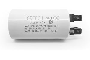LORTECH Condensateur Permanent 6,3 µF 450V - Ø 30mm x 56mm - Fabriqué en Italie