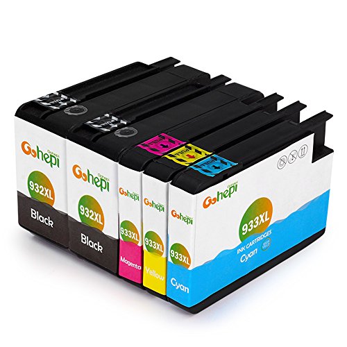 Gohepi 932XL/933XL Kompatibel für Druckerpatronen HP 932XL 933XL, 2 Schwarz/Blau/Rot/Gelb 5er-Pack Arbeiten mit HP Officejet 6600 6700 6700 premium 6100 7612 7110 7610 Patronen