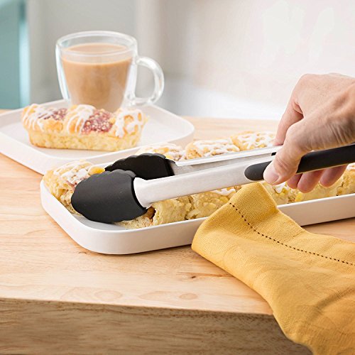 SveBake Grillzange Set – 2er Küchenzange Mehrzweckzange Servierzange aus hochwertigem Edelstahl und Lebensmittelqualität Silikon perfekt zum Kochen, Servieren, Grill und mehr 26 cm + 34 cm - 6