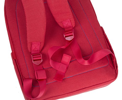 RIVACASE Notebook Rucksack bis 15.6“ – Stilvolle Tasche aus wasserabweisenden Material und extra verstärkten Seiten – Rot - 8