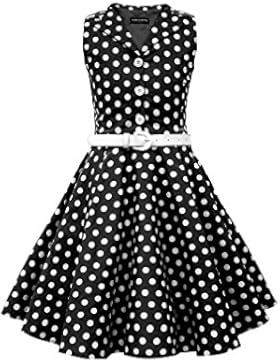 BlackButterfly Kinder 'Holly' Vintage Polka-Dots Kleid im 50er-J-Stil (Schwarz, 5-6 J / 110-116)