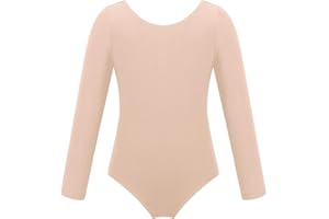 Freebily Maillot de Danza Gimnasia Leotardo para Niñas Maillot Clásico Elástico Manga Larga de Ballet de Algodón Yoga Fitness (3-12 Años)